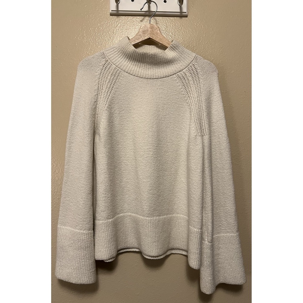 Banana Republic Mock Neck‎ Wide Sleeves Stretch Sweater White Ivory Women's Sz M